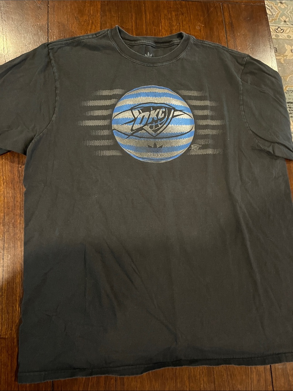 adidas Black T-Shirt with Blue and Gray OKC Basketball Graphic